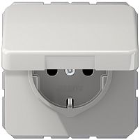 Розетка с заземлением без рамки Jung CD500 1-м. крышка шторки для IP44 светло-серый картинка